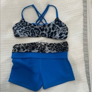 Five the Label Leopard Pattern Blue Kids Dance Outfit teen sizing